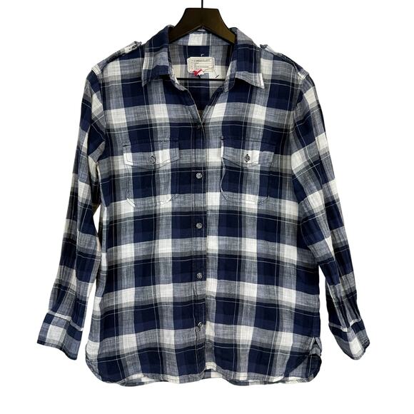 Current/Elliott Tops - Current/Elliott Checks Button Up Shirt Blue 100% Cotton Womens - Size 1 (Small)